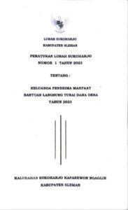PERLUR SUKOHARJO NO 1 TAHUN 2023 TENTANG KELUARGA PENERIMA BLT DD