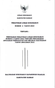 PERLUR SUKOHARJO NO 2 TAHUN 2023 TENTANG PERUBAHAN PERATURAN LURAH SUKOHARJO NOMOR 5 TAHUN 2022