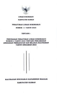 PERLUR SUKOHARJO NO 3 TAHUN 2023 TENTANG PERUBAHAN PERATURAN LURAH SUKOHARJO NOMOR 2 TAHUN 2023