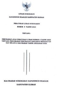 PERLUR SUKOHARJO NO 5 TAHUN 2023 TENTANG PERUBAHAN ATAS PERATURAN LURAH NOMOR 4 TAHUN 2023 TENTANG P